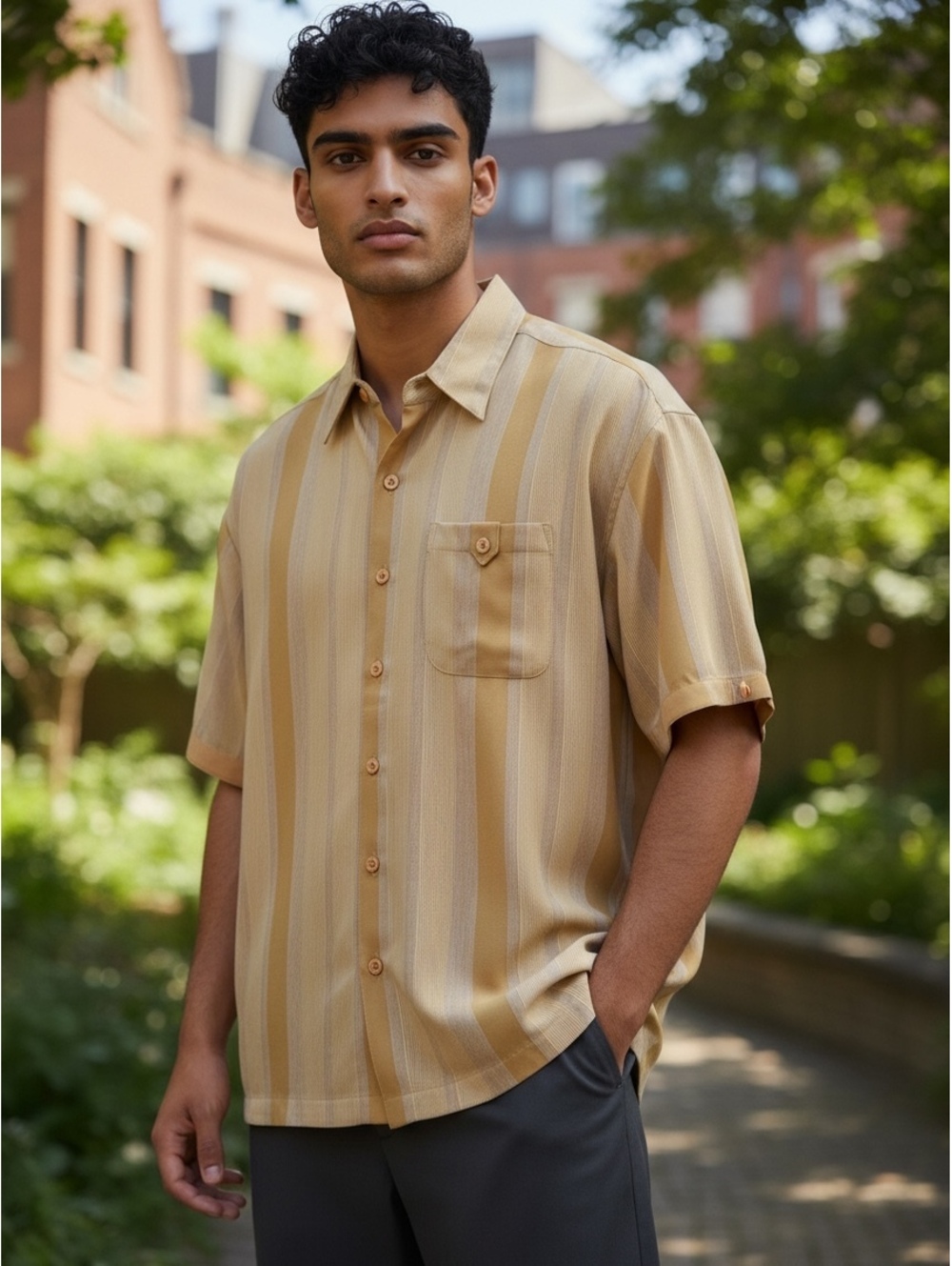 Virgola Uomo Mens shirt Vintage Yellow Size L